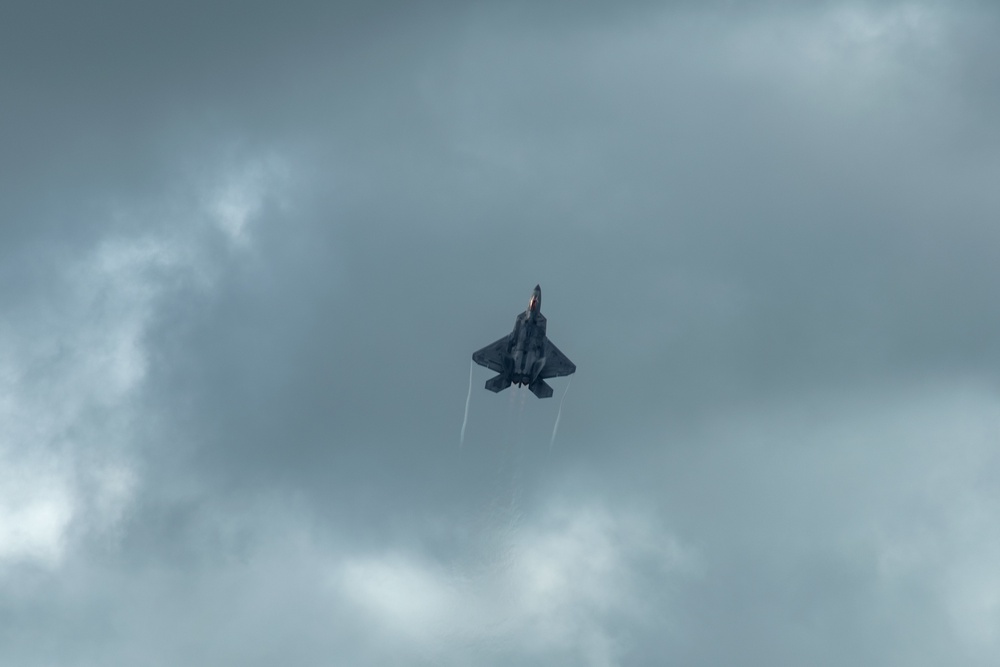 U.S. Air Force F-22 Raptors from the 90th Expeditionary Fighter Squadron participate in NATO’s Steadfast Noon