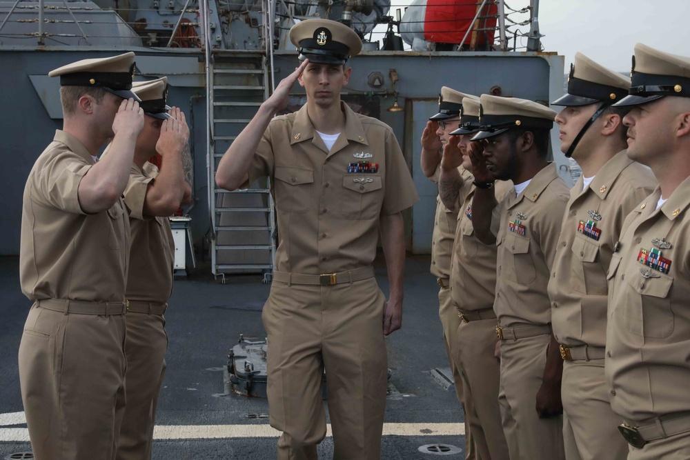 USS McFaul Holds CPO Pinning Ceremony