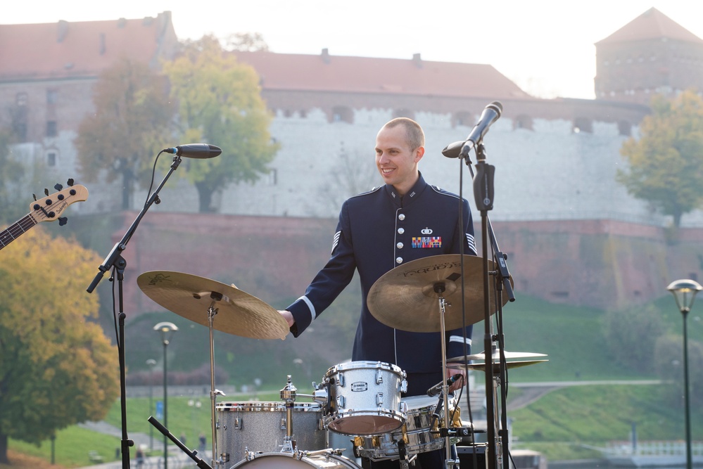 U.S. Air Forces Ambassadors Rock Band performs in Poland