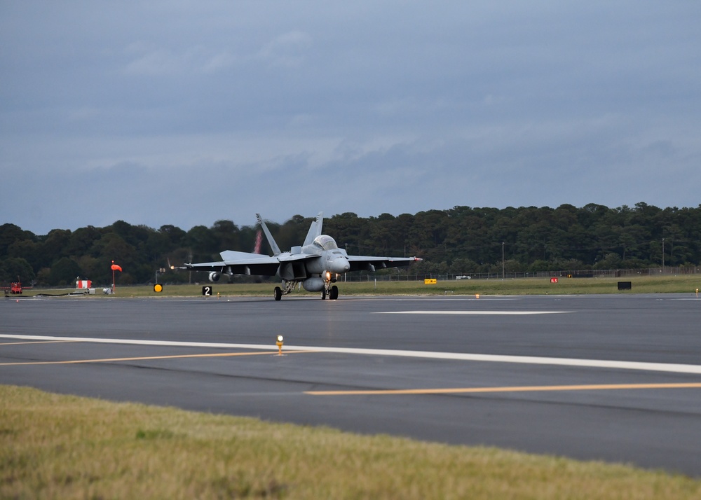 Mike Bloomberg Rides in F/A-18 Hornet From the USS Gerald R. Ford to Naval Station Norfolk