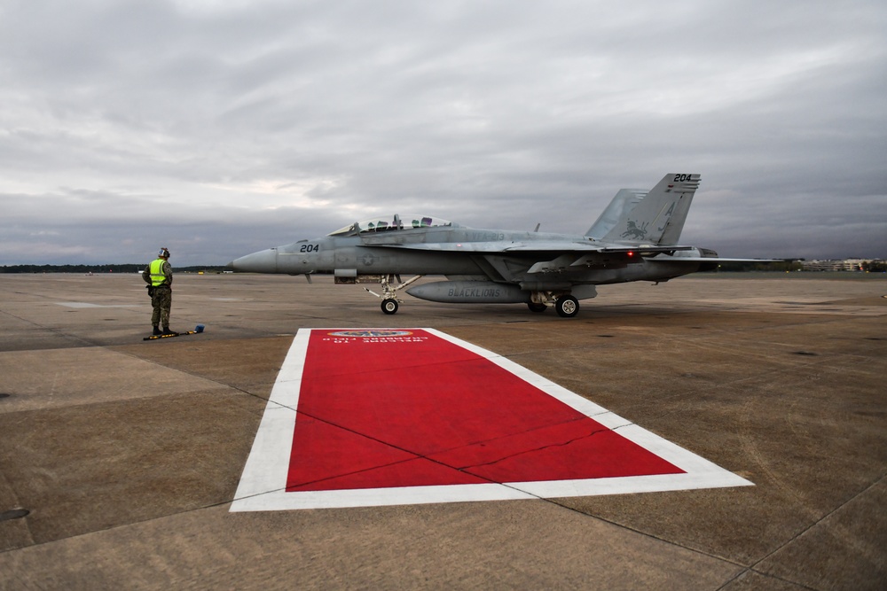 Mike Bloomberg Rides in F/A-18 Hornet From the USS Gerald R. Ford to Naval Station Norfolk