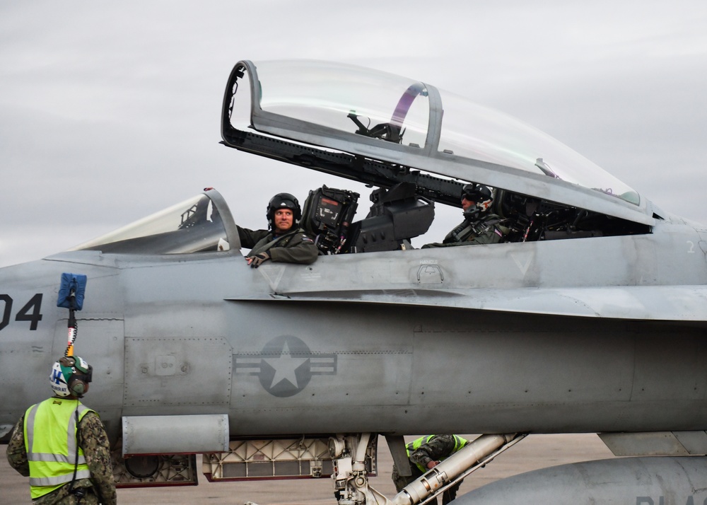 Mike Bloomberg Rides in F/A-18 Hornet From the USS Gerald R. Ford to Naval Station Norfolk