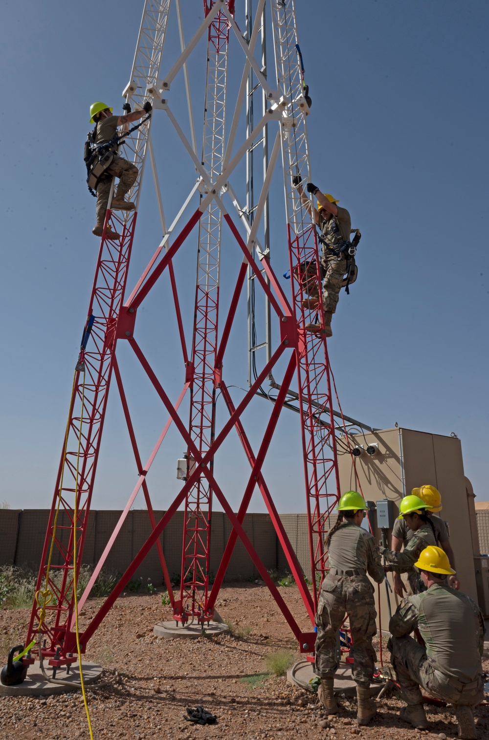 Engineering and Installation team scales tower for training