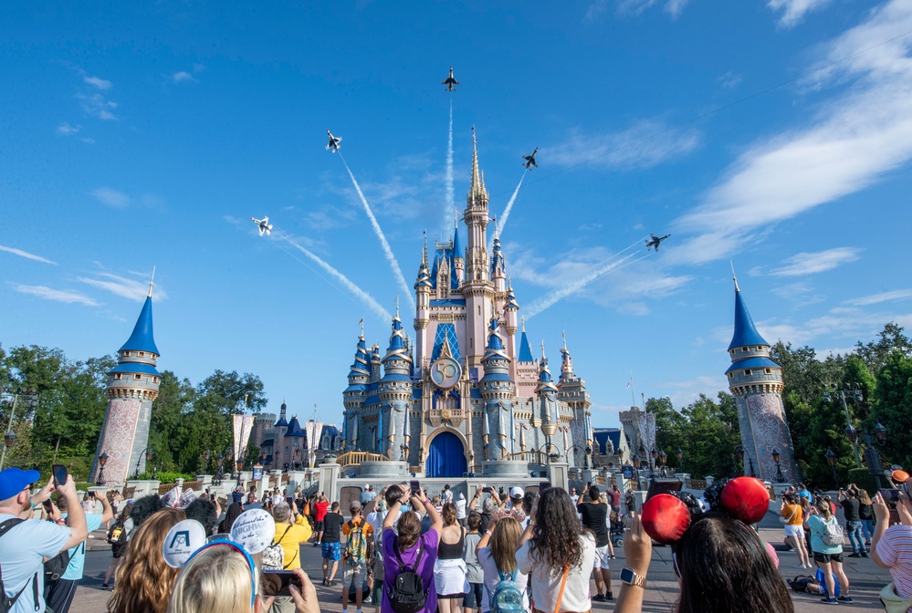 Thunderbirds fly over Disney