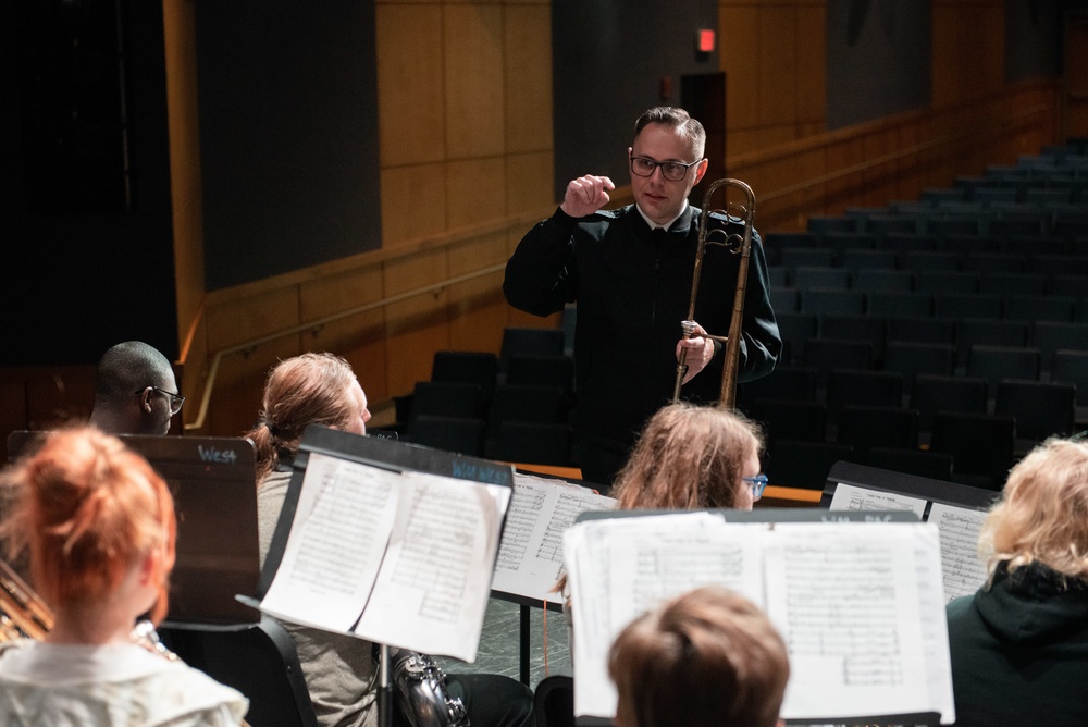 United States Navy Band Commodores present a clinic at Academies of West Memphis High School