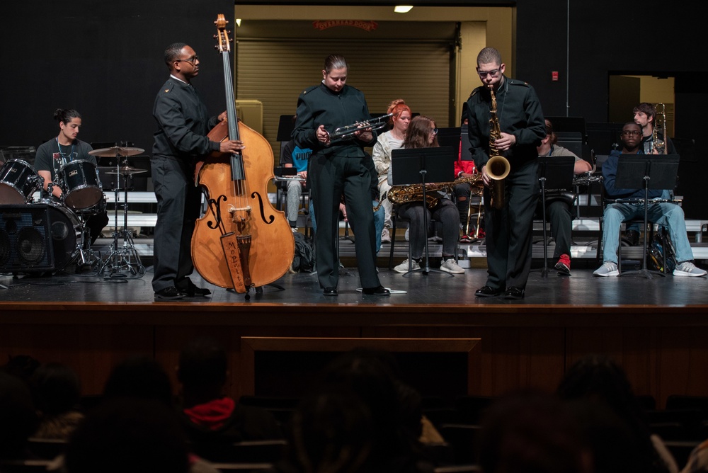 United States Navy Band Commodores present a clinic at Academies of West Memphis High School