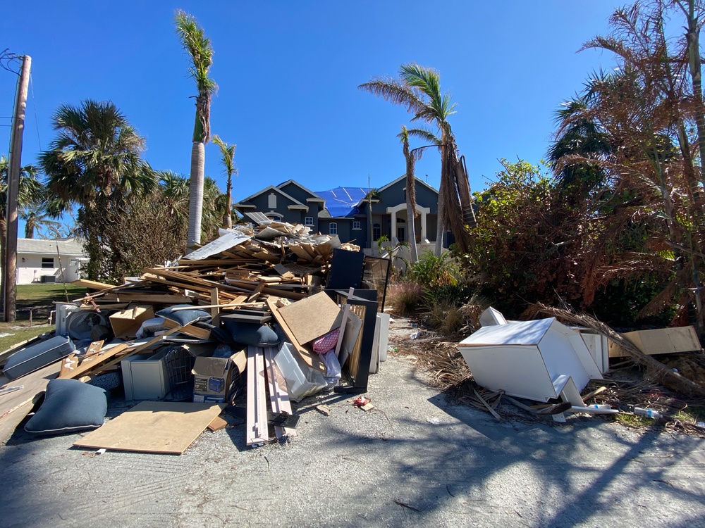 Debris Lines the Streets of Sanibel Island