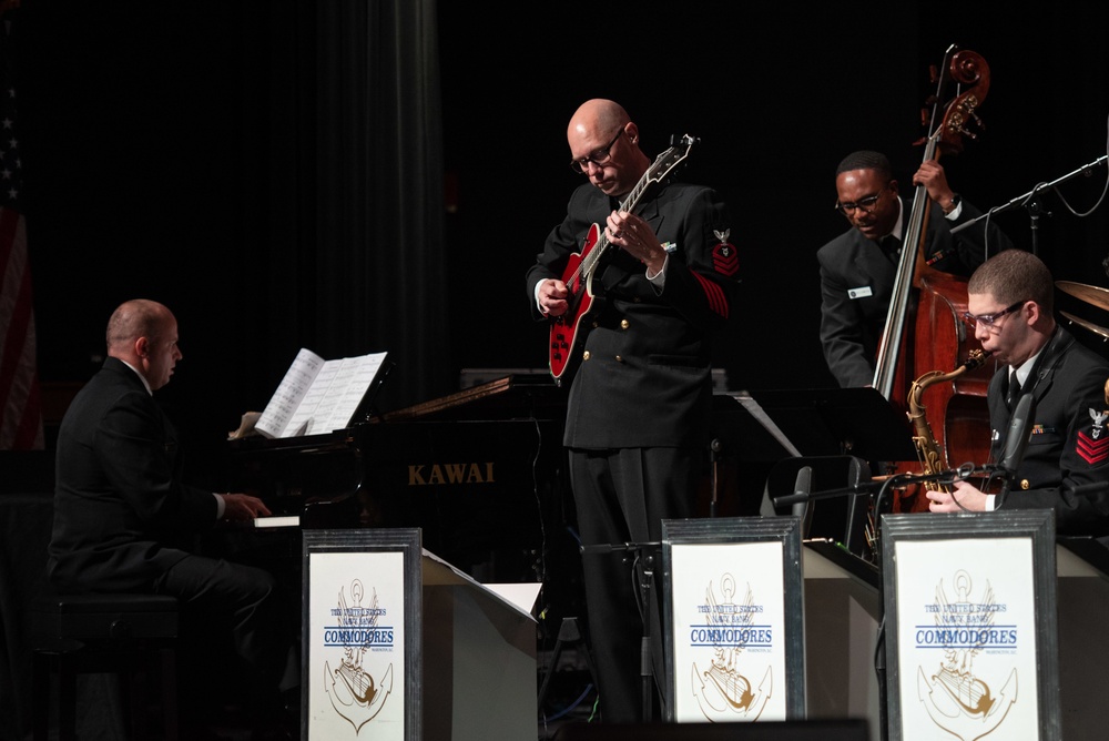 United States Navy Band Commodores perform at the Academies of West Memphis Performing Arts Center.