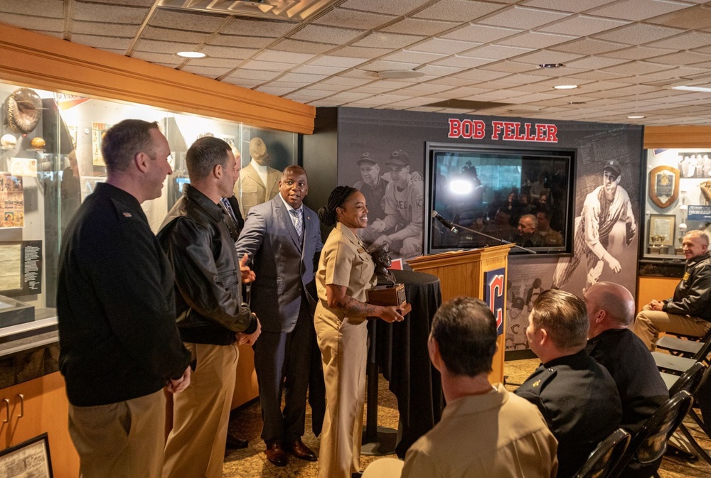 Bob Feller Bust Presentation to crew of USS Cooperstown (LCS 23)