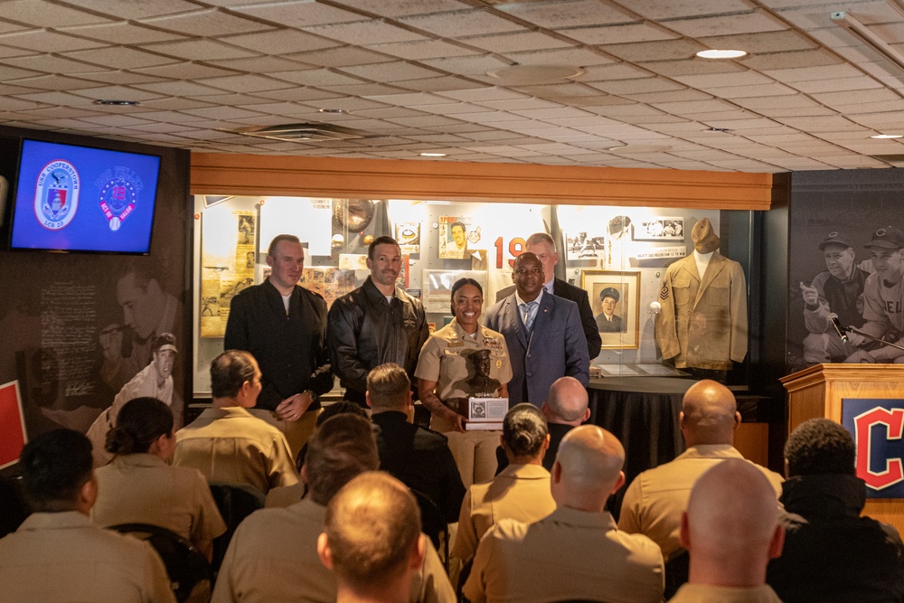 Bob Feller Bust Presentation to crew of USS Cooperstown (LCS 23)