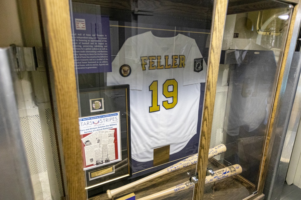 Bob Feller Bust Presentation to crew of USS Cooperstown (LCS 23)