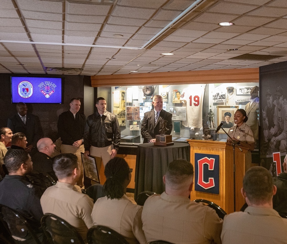 Bob Feller Bust Presentation to crew of USS Cooperstown (LCS 23)