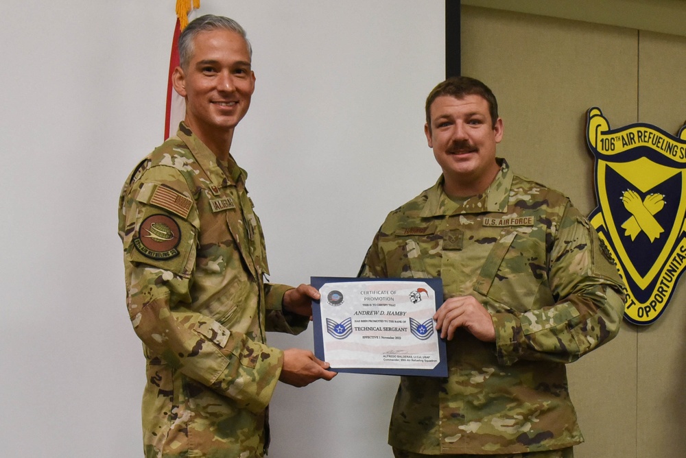 Tech. Sgt. Goke and Staff Sgt. Hamby Promotion Ceremony