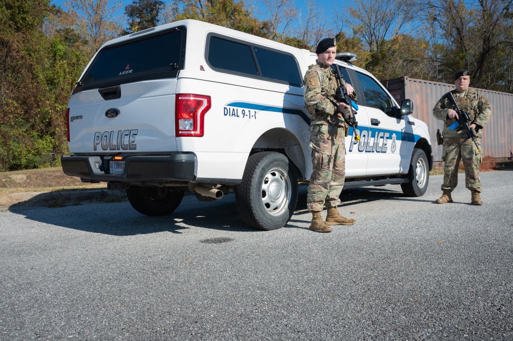 Photo of 116th Security Forces Squadron member(s) conducting a simulated high-risk traffic stop scenario