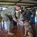 PHIBRON 4 CDRE, SHAKES HAND WITH GUATEMALAN MILITARY WORKING DOG