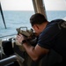 Coast Guard Cutter Hamilton crewmembers navigate from the bridge while underway in the English Channel