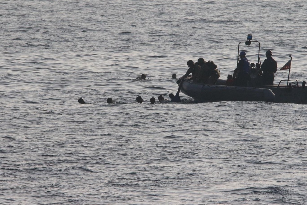 U.S. Navy Rescues Mariners Who Set Fire to Vessel Smuggling Drugs