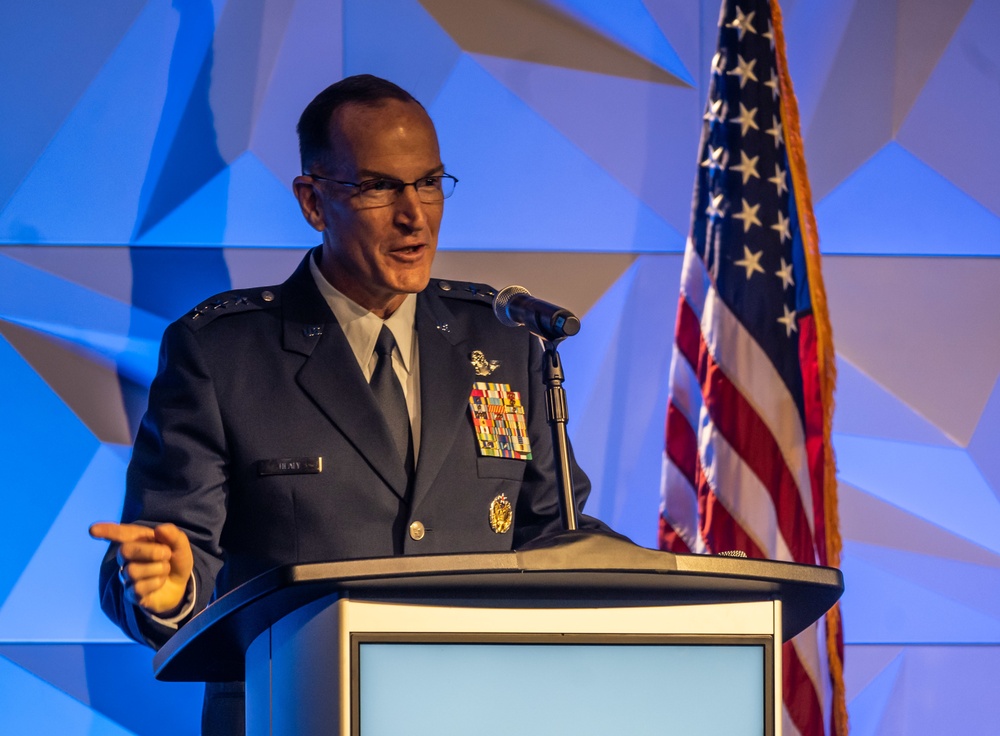 AFRC Chief Lt. Gen. John Healy delivers his keynote address at Airlift/Tanker Association Symposium