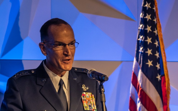 AFRC Chief Lt. Gen. John Healy delivers his keynote address at Airlift/Tanker Association Symposium
