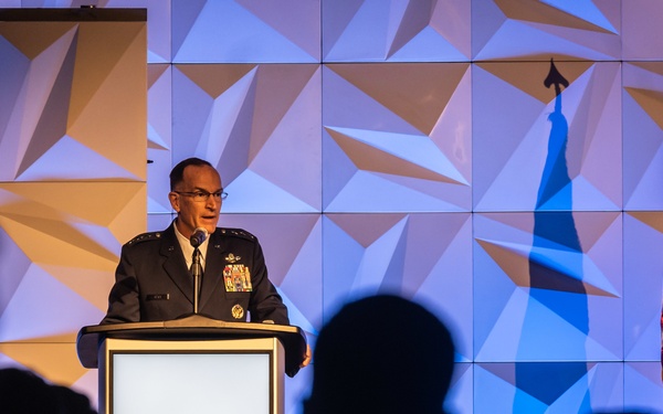 AFRC Chief Lt. Gen. John Healy delivers his keynote address at Airlift/Tanker Association Symposium