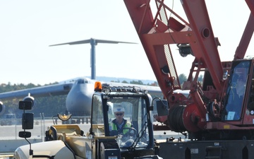 Walk around of the construction site for the new Westover Riso Hangar