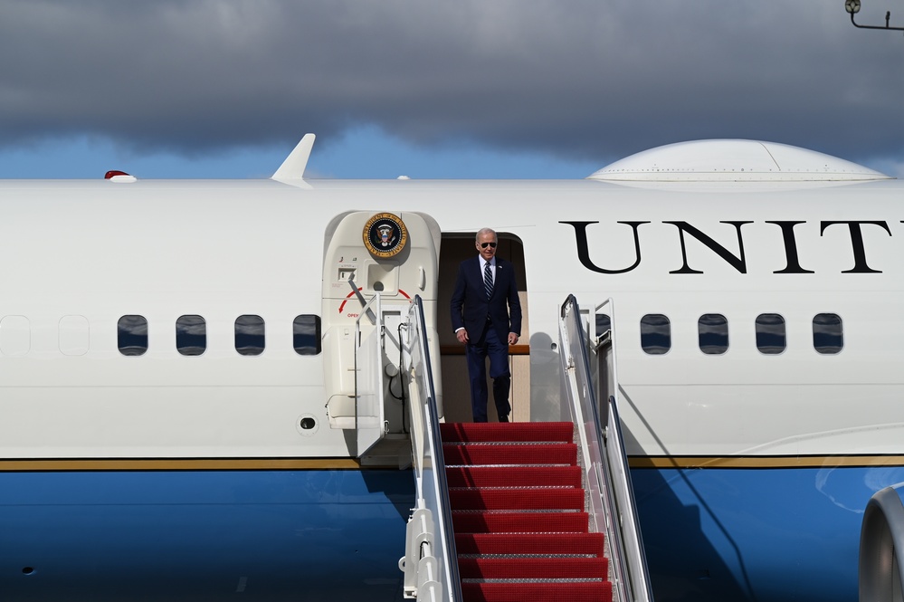 President Joe Biden arrives Hancock Field Air National Guard Base