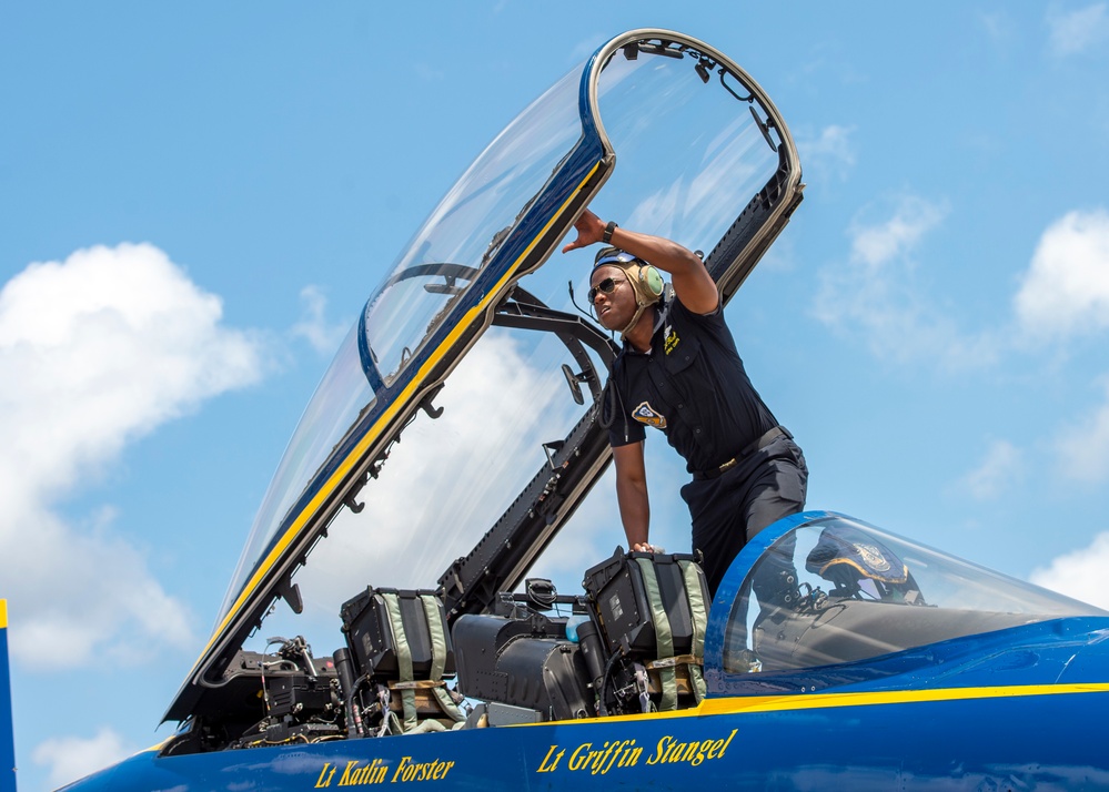 The Navy Flight Demonstration Squadron, the Blue Angels Perform in Vero Beach, Florida