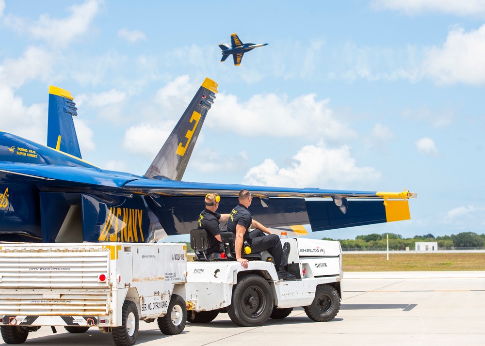 The Navy Flight Demonstration Squadron, the Blue Angels Perform in Vero Beach, Florida