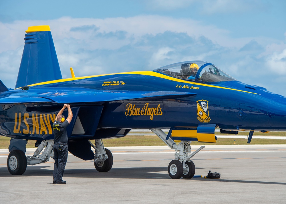 The Navy Flight Demonstration Squadron, the Blue Angels Perform in Vero Beach, Florida