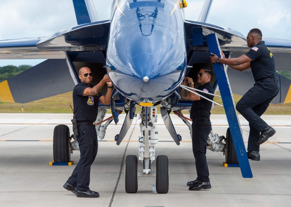 The Navy Flight Demonstration Squadron, the Blue Angels Perform in Vero Beach, Florida