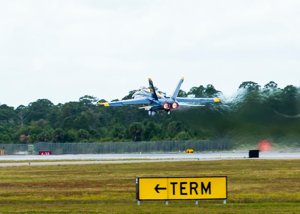 The Navy Flight Demonstration Squadron, the Blue Angels Perform in Vero Beach, Florida