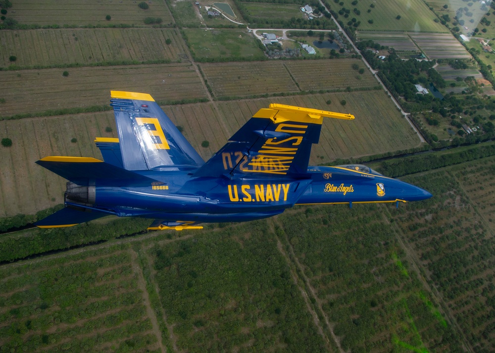 The Navy Flight Demonstration Squadron, the Blue Angels Perform in Vero Beach, Florida