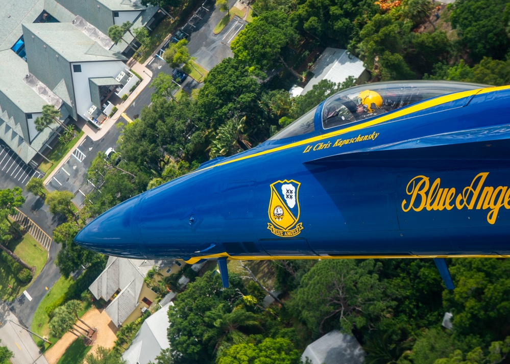 The Navy Flight Demonstration Squadron, the Blue Angels Perform in Vero Beach, Florida
