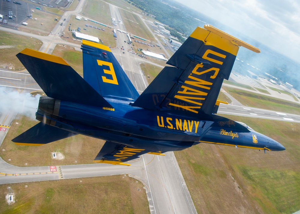 The Navy Flight Demonstration Squadron, the Blue Angels Perform in Vero Beach, Florida