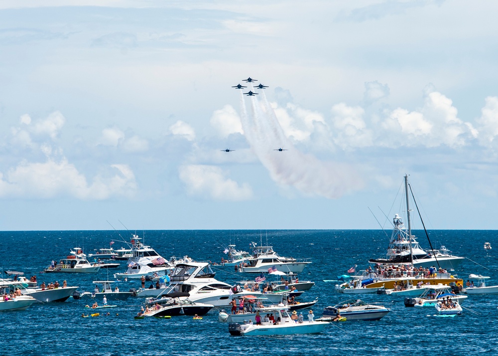 The Navy Flight Demonstration Squadron, the Blue Angels Perform in Pensacola, Florida