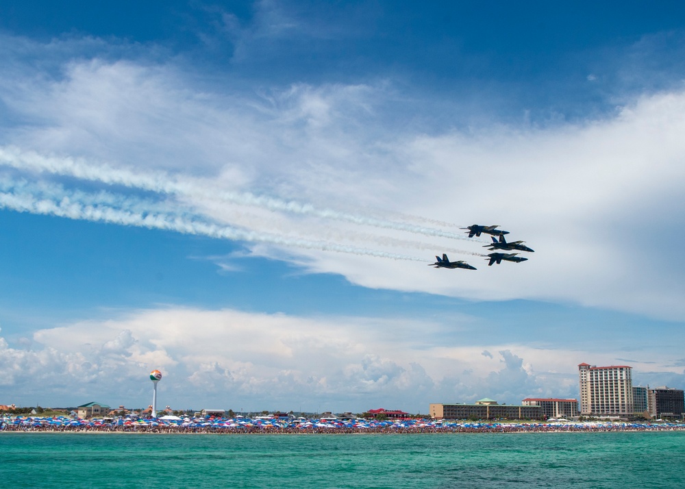 The Navy Flight Demonstration Squadron, the Blue Angels Perform in Pensacola, Florida