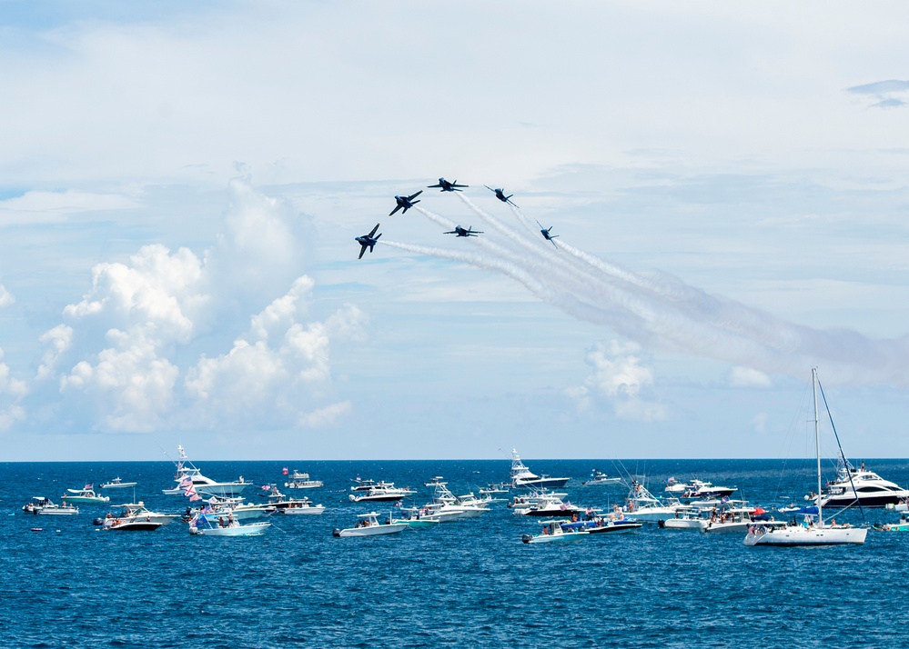 The Navy Flight Demonstration Squadron, the Blue Angels Perform in Pensacola, Florida