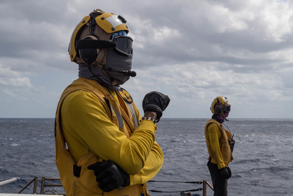 HSC-21 Helicopter Lands on USS New Orleans during Operations with USS Ronald Reagan in the Philippine Sea