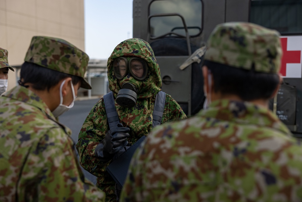 Exercise Active Shield 2022: Japan Ground Self Defense Force respond to simulated hazardous material fire