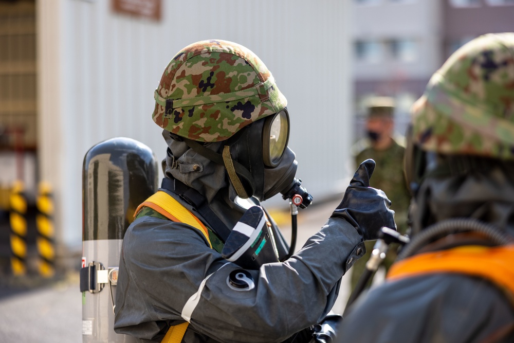 Exercise Active Shield 2022: Japan Ground Self Defense Force respond to simulated hazardous material fire