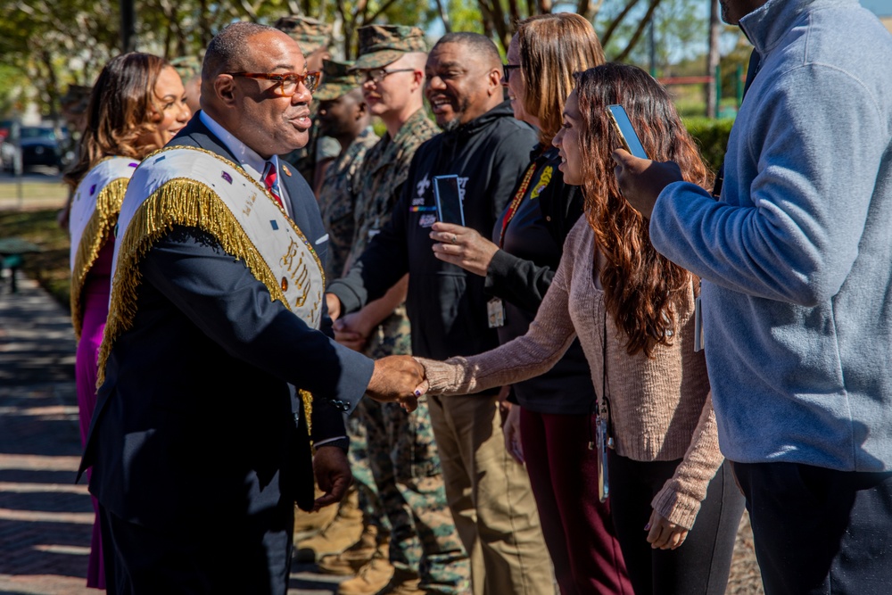 The King and Queen of Zulu visit Marines at Marine Corps Support Facility New Orleans