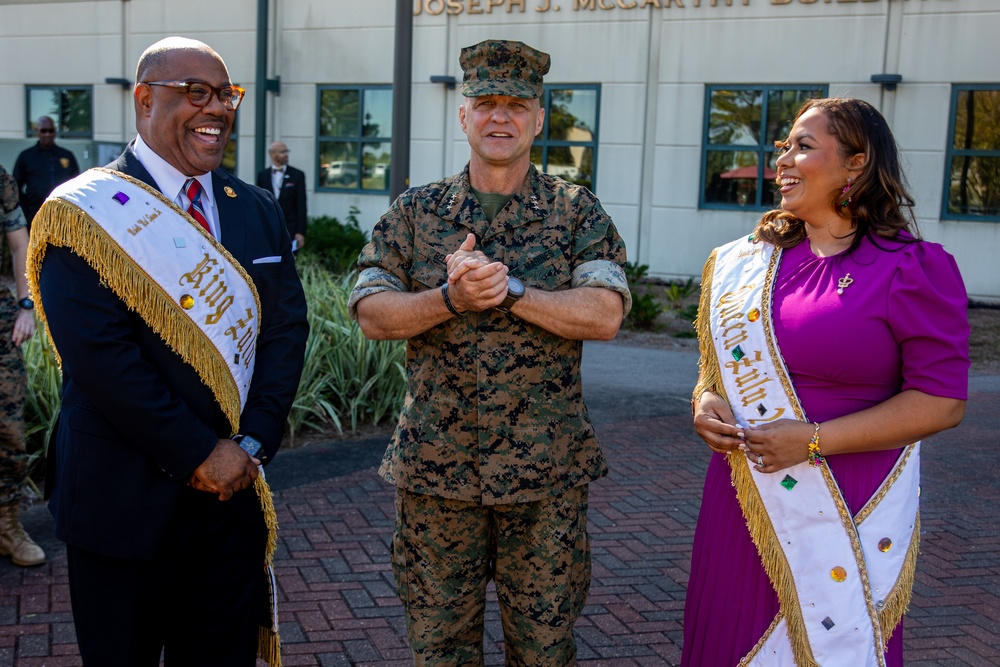 The King and Queen of Zulu visit Marines at Marine Corps Support Facility New Orleans