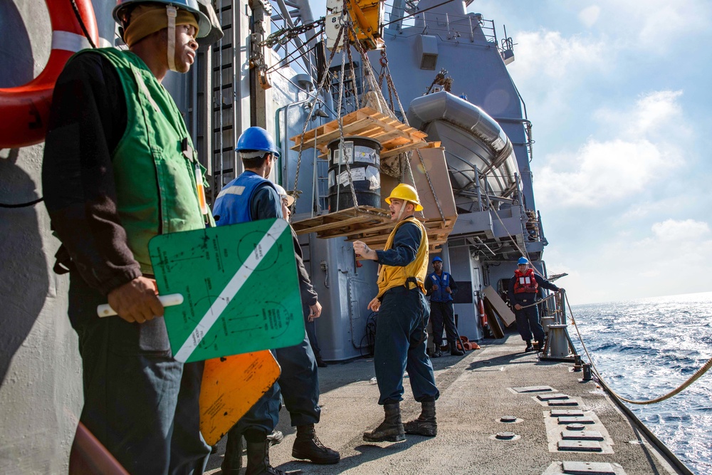 USS Leyte Gulf (CG 55) Completes Replenishment-at-Sea