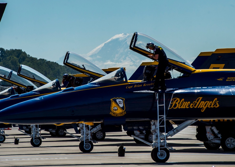 The Navy Flight Demonstration Squadron, the Blue Angels Perform in Seattle, Washington