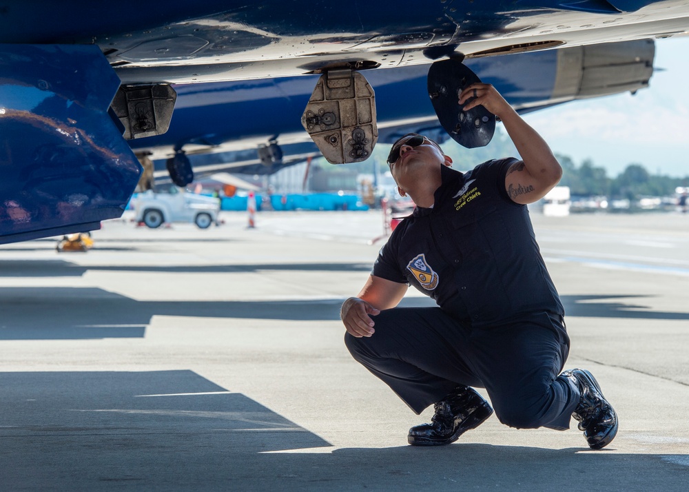 The Navy Flight Demonstration Squadron, the Blue Angels Perform in Seattle, Washington