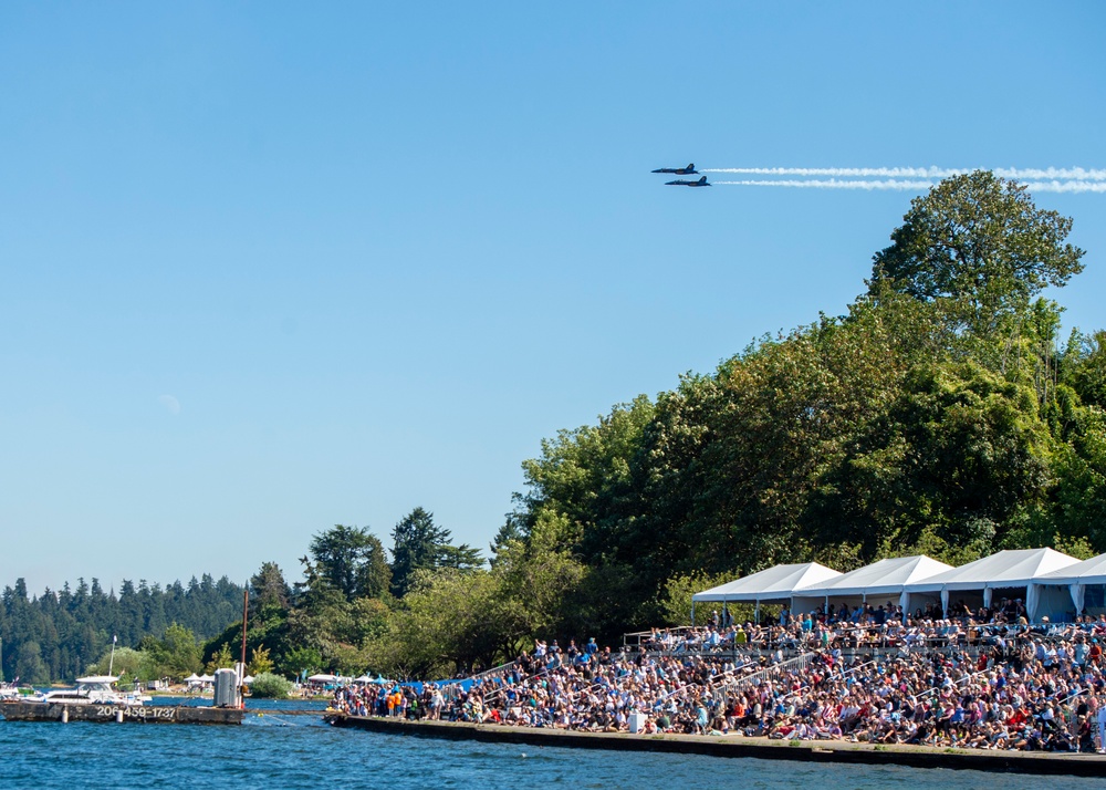 The Navy Flight Demonstration Squadron, the Blue Angels Perform in Seattle, Washington