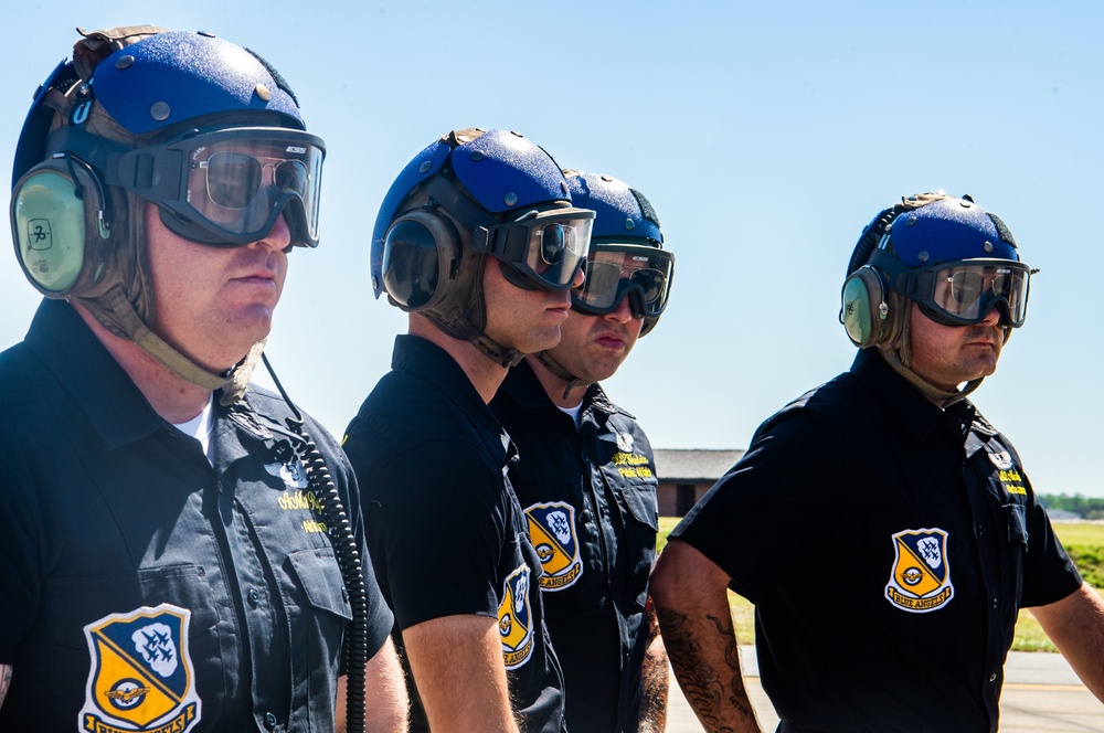 The U.S. Navy Flight Demonstration Squadron, the Blue Angels, perform at the Joint Base Charleston Air Expo.