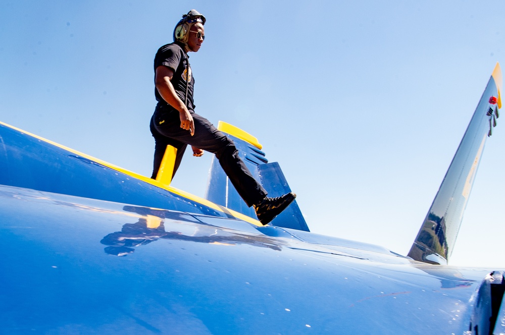 The U.S. Navy Flight Demonstration Squadron, the Blue Angels, perform at the Joint Base Charleston Air Expo.