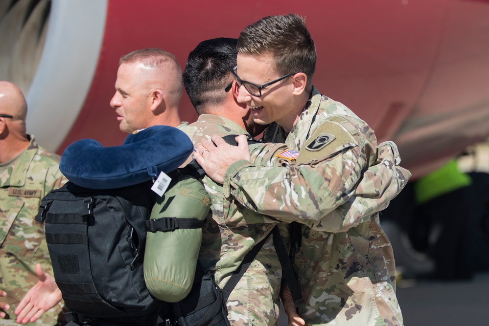 Soldiers return to America after a yearlong deployment overseas