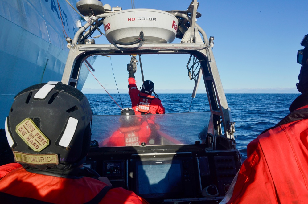 USCGC Stratton conducts boat operations offshore Little Diomede, Alaska